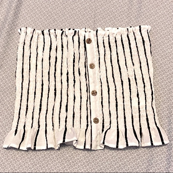 black and white scrunch tube top - Picture 1 of 1